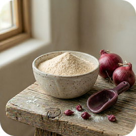 Earth's Favor baharat karışımlarında umami etkisi için kullanılan doğal soğan tozu